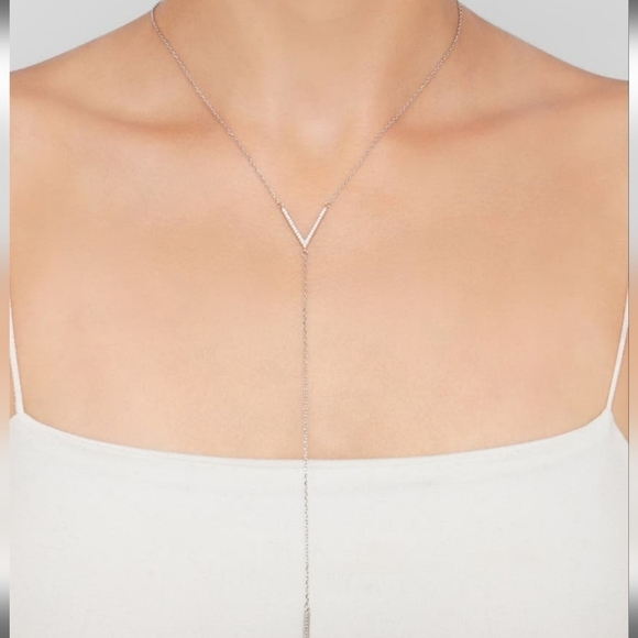 Adornia Swarovski Crystal Lariat Silver - Picture 2 of 8